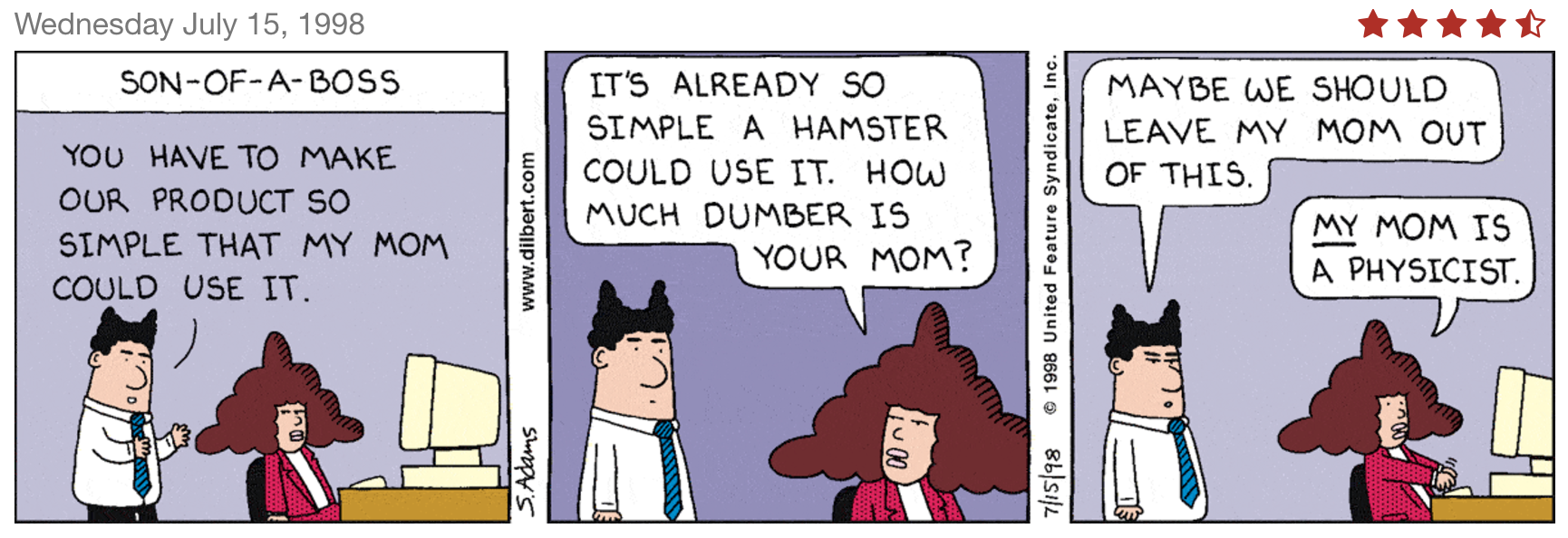 Dilbert Cartoon about hamster intelligence