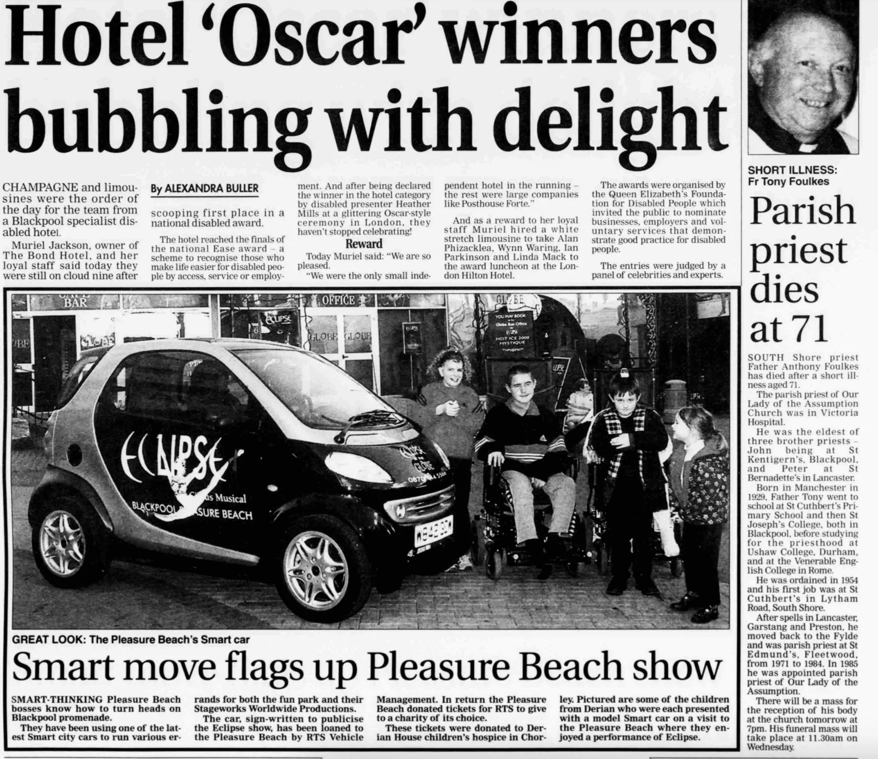 2000 newspaper cutting about the death of the parish priest of Our Lady of the Assumption church