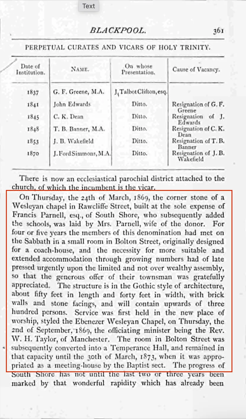 Page 361 from John Porter's History of the Fylde book.