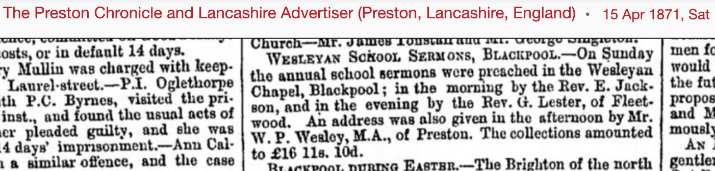 Newspaper article dated 15th April 1872 about annual school sermons