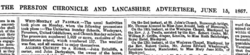 June 1867 newspaper cutting about Wesleyan marriages