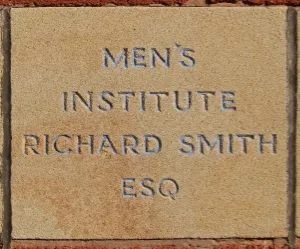 Sandstone memorial stone inscribed 'Men's Institute Richard Smith'