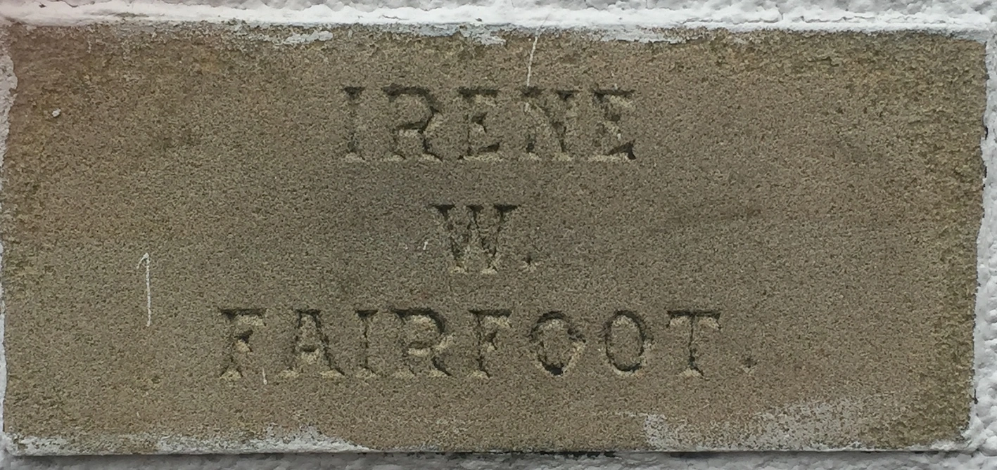 Stone showing the name Irene W Fairfoot