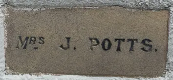 Foundation stone showing the name Mrs J Potts