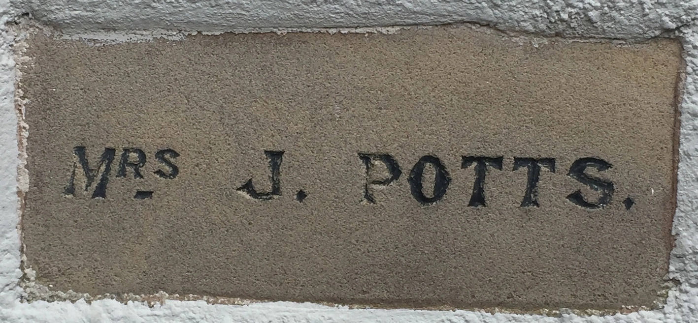 Stone showing the name Mrs J Potts