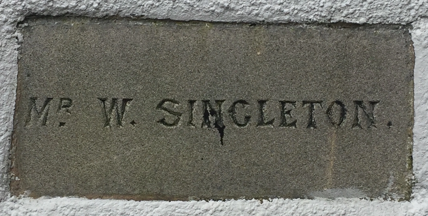 Stone showing the name Mr W Singleton