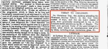 1888 newspaper cutting about Christmas tea for Sunday school children at Adelaide Street