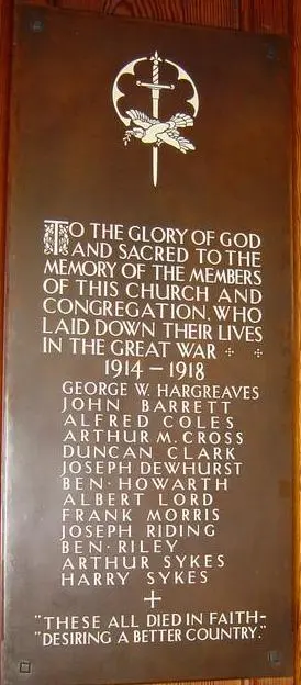 First World War bronze memorial plaque