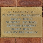 Sandstone foundation stone in the church hall wall at South Shore Methodist Community Church, Blackpool